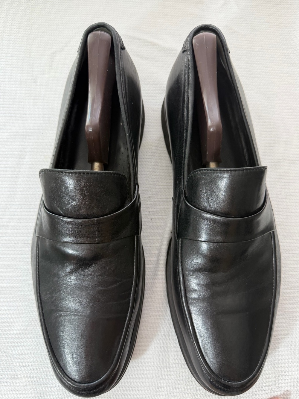 Taryn Rose Black Leather Penny Loafers for Men